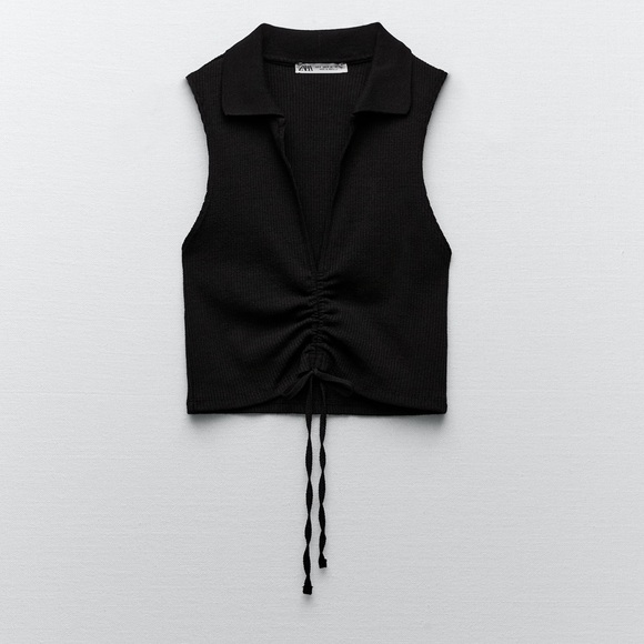 Zara Rib Polo with Gather Detail top - Picture 2 of 8